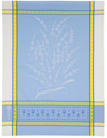 Set of 3 Jacquard dish cloths (Grignan. White blue) - Click Image to Close